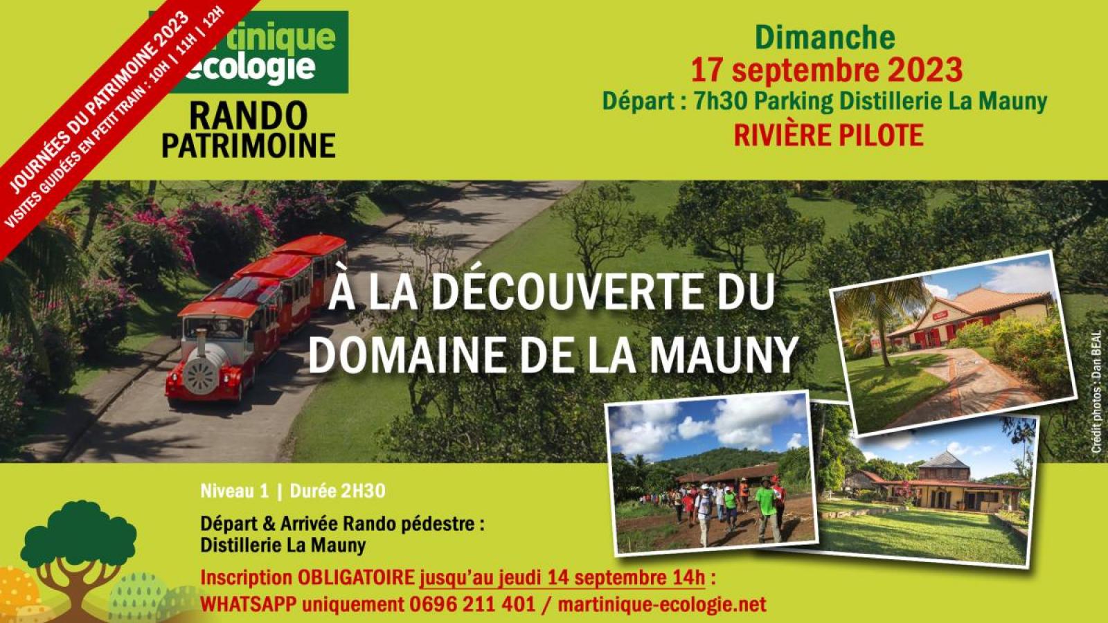 RANDO PATRIMOINE A RIVIERE PILOTE DIMANCHE 17 SEPTEMBRE 2023 À LA